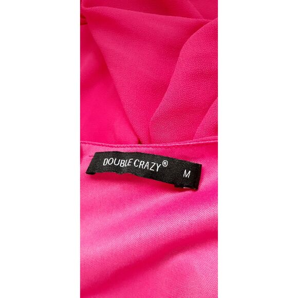 Double Crazy  Dress Women Size M  Pink Cocktail  Long Sleeve # 103 - Picture 5 of 6